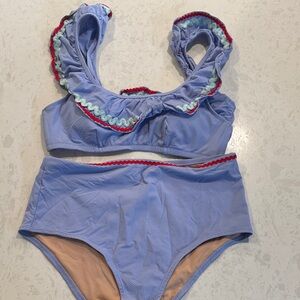 J. Crew Blue Ruffle Bikini Set